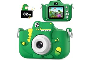 HOOMOON Dinosaurier Kamera, Selfie-Kamera, Spielzeug, Mädchen, Jungen, SD-Karte 32 GB, HD-Videorekorder 1080p, Weihnachtsgeburtstagsgeschenke für 3 4 5 6 7 8 9 10 Jahre Kinder