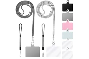 cobee Smycz do telefonu komórkowego, 2 szt. smyczy na szyję + 2 szt. paska na nadgarstek + 6 szt. zakładek na uwięzi do telefonu, nylonowa smycz crossbody, paski na nadgarstek z PCW dla ochrony przed