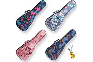 LONGTEAM Stampa Ukulele Caso 10mm Spugna Portatile Impermeabile Ukuleles Bag Cover Uke gig bag con Accessorio Tasca di Immagazzinaggio, Plaid blu, 21 In Soprano