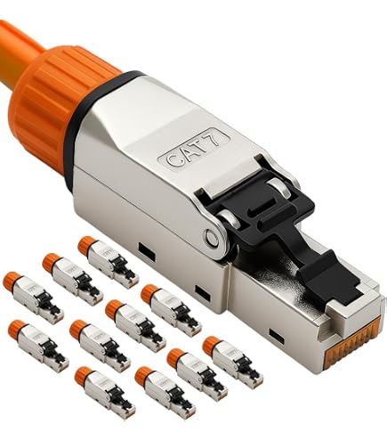 12 Stuks CAT 8 Keystone RJ45-modules – 40 Gbit/s, 2000 MHz, Gereedschapsloze Montage, Volledig Afgeschermd (STP), Voor CAT8/CAT7A/CAT7 Kabel