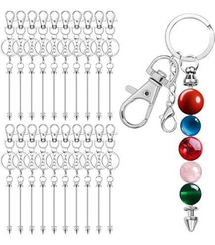 Portachiavi Con Perline Vuote Fai Da Te - 16 Pezzi Con Anelli In Argento Per Creazioni Personalizzate
