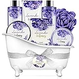 Bath and Body Gift Set - 8 Pcs Gifts for Mum Spa Sets with Lavender & Honey Scent, Includes Bubble Bath, Shower Gel, Body Lot