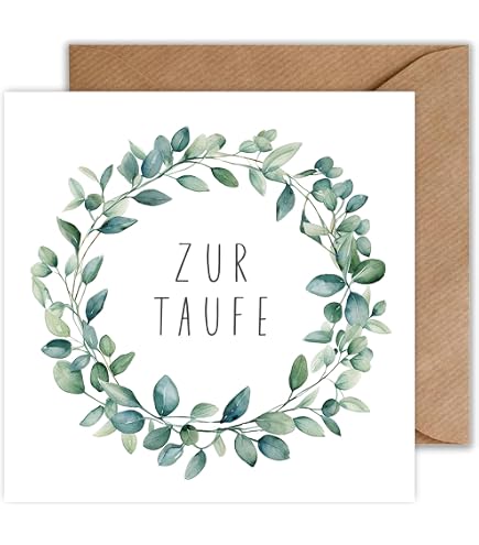 Taufkarte Mit Eukalyptus & Goldkreuz – „Alles Liebe Zur Taufe“ Inkl. Umschlag, DIN A6