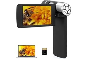 LINKMICRO Handheld Digital Microscope with 4" Screen, LM203 200X Portable Pocket Microscope for Kids and Adults, 8 LED USB Coin Magnifier, STEM Microscope Kit, 1080P Photo Video, 32G SD Card
