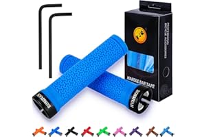 Rossivan Professional Bike Handlebar Grips,Mountain Bike Grips with Soft and Comfortable Anti-slip Rubber,Single Lock-on MTB Grips,for BMX,Scooter,Folding,Commuter Bicycle