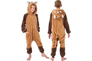 YLLSOPHAN Boys Onesie Pyjamas Fleece Girls Bear Lion Panda Bunny Gorilla Crocodile Winter Jumpsuit Sleepsuit Unisex Animal HoodieExtra Large
