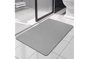 SOLIC Tapis de Bain Antidérapant Super Absorbant Diatomite Tapis Salle de Bain Microfibre, Microfibre de Doux Séchage Rapide, pour Portes de Salle de Bains, Salon (Gris, 40x60cm)