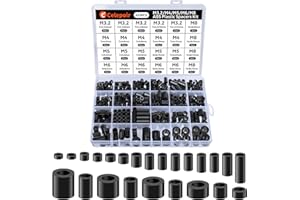 Celepoir 425 Pcs ABS Plastic Washers Spacers, 24 Sizes Black Plastic Spacers M8 M6 M5 M4 M3, Insulation Plastic Spacers, Non-Threaded Plastic Spacer Washers for Connecting Printed Circuit Boards