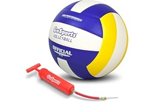 GoSports Indoor Competition Volleyball - Made from Synthetic Leather - Includes Ball Pump - Regulation Size and Weight (Choose Single Ball or Six Pack)