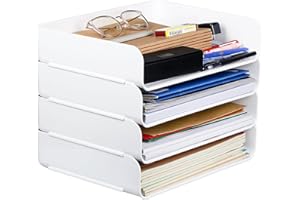 Purilit design 4 PCS Ablagekorb für A4, Dokumentenablage aus PET Kunststoff, A4-Papierablage für Zuhause, Büro, Schule, Stapelbare Schreibtisch Organizer Briefkorb, Briefablage für Akten, Papier