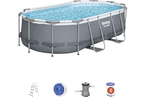 BESTWAY 56620 - Piscina Desmontable Tubular Power Steel Oval 427x250x100 cm Depuradora de Cartucho de 2.006 litros/hora, multicolor