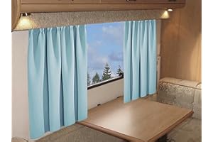 Olivia Rocco Cortinas opacas de tejido liso con cinta superior para caravanas, autocaravanas, autocaravanas, caravanas, paneles plisados, tela lisa (huevo de pato, 114 x 121 cm)