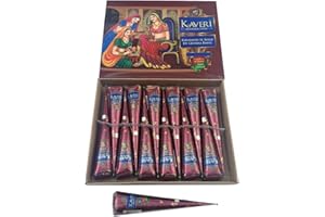 12 x Kaveri Dark Brown Mehndi All Natural Body Art Organic Temporary Tattoo