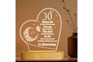 OkiyiD Geburtstag Frau Mann, 30. Geburtstagsgeschenke - Acryl Nachtlicht Geschenke Deko, 30. Geburtstag für Vater, Mutter, Freunde, Ehemann, Ehefrau, 30. Geburtstagsgeschenkideen (30. Geburtstag)