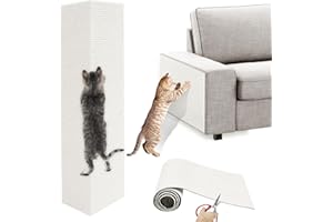 Lewondr Alfombra Rascadora para Gatos 40x200cm, Alfombrilla para Rascar Autoadhesiva, Tapete Recortable de Reemplazo DIY para Árbol para Gatos Protector de Muebles Sofá Antiarañazos, Beige