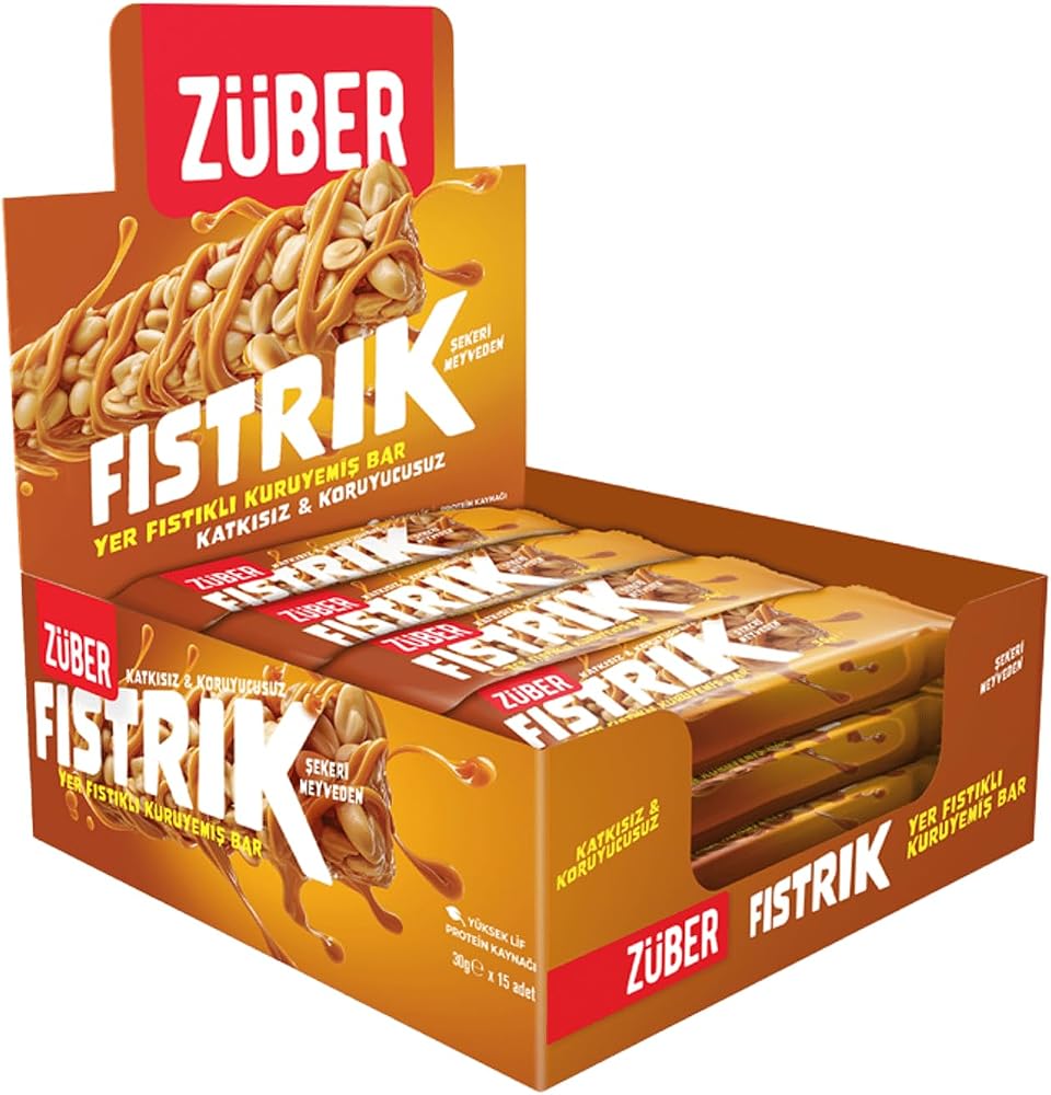 Züber Fıstrık Yer Fıstıklı Kuruyemiş Bar 30g x 15 Adet