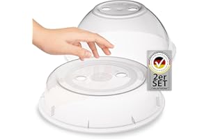 ‎HAUSFELDER Hausfelder Mikrowellen Abdeckung - 2er Set hoch und flach - Abdeckhaube für die Mikrowelle BPA-frei