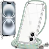 Oelrstfe iPhone 17 Case with Rope, Transparent TPU Soft Silicone Case with Adjustable Hanging Strap Necklace for iPhone 17, G