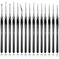 DELFINO 15Pcs Detail Paint Brush Set, Model Miniature Brushes Micro Detail Paint Brush Set, Fine Detailing for Acrylics, Oils, Watercolors & Paint by Number, Figurine (Black)