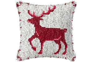YOOTOM Kit de housse de coussin avec crochet à loquet en Noël,kit de broderie,kits de fabrication de taies d'oreiller，Christmas latch Hook Pillowcase Kits 43x43cm