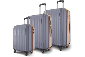 Safari Genius Alley Set of 3 (Cabin + Medium + Large) Trolley Bags Hard Case Polypropylene, 4 Wheels, 360° Spi...
