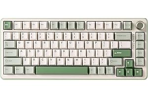‎YUNZII YUNZII B75 PRO Bezprzewodowa Klawiatura Mechaniczna,75% Uszczelka Klawiatury Do Gier Hot Swap Keyboard Z Pokrętłem, BT/Type-C/2.4G Kremowa Klawiatura (zielony, Cocoa Cream V2 Switch)