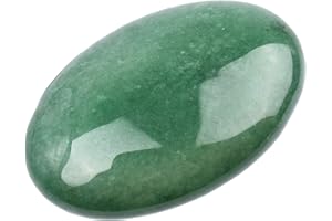 June&Ann Natural Green Aventurine Palm Stones, Healing Gemstone Therapy Worry Crystal Stones for Meditation Chakra Balancing Collection, Oval Shape