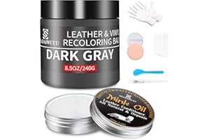 SHADAIWUYU Kit Reparation Cuir,240g Teinture Cuir Gris Foncé avec 100ml Entretien,Peinture Cuir Liquide pour Réparer les éraflures et la Décoloration sur Canapés,Vinyle, Sièges d'auto, Chaussures et Selles
