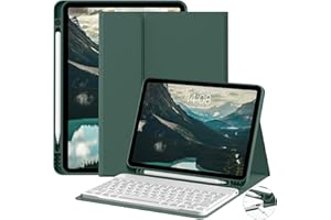 JKSML Etui na klawiaturę do iPad Air 11" (M2) 2024, iPad Air 5. Gen 2022/4. Gen 2020 10,9", etui na klawiaturę z uchwytem na rysik, zdejmowana klawiatura Bluetooth QWERTZ, Ciemnozielony