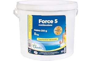 OCEDIS - Chlore Multifonction Force 5 (250g) - Chlore stabilisé Piscine - 5kg