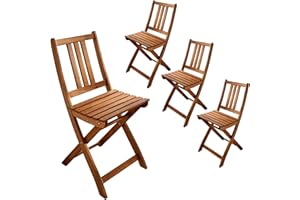 ‎SAM Loreno - Blossom - 4er Set Gartenstuhl aus massivem & geöltem Akazienholz - Gartenmöbel Set, Balkonmöbel, Gartenstühle, Klappstuhl - Ideal für Garten & Terrasse, pflegeleicht und robust