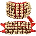 Ghungroo à 3 Lignes Avec Pad Rouge - Pour Danse Classique Indienne - 10 Clochettes Par Ligne - 3