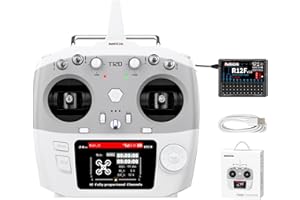 Radiolink T12D 12 canaux RC Transmitter et R12F Receiver with Telemetry,Support de Module à Longue portée ELRS/TBS Crossfire,pour Avion RC/Drone/Voiture/Bateau et Plus(Mode 2 accélérateur Gauche)