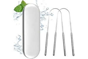 Mauepersu 2 X Zungenschaber für Erwachsene Zungenreiniger Edelstahl Mundgeruch Bekämpfen 100% Metall Tongue Scraper Cleaner Männer und Frauen Zungenbürste Mundhygiene Produkt