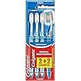 COLGATE Cepillo de dientes Extra Clean medio, limpia alcanzando hasta los dientes posteriores Pack 2+2, Multicolor (CP21509)