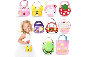 OPUHOHR 9 PCS Sewing Kit for Kids, DIY Purse Sewing Kit, Kids Sewing Crafts Supplies, Learn to Sew Unicorn Purse Bags DIY Felt Craft Kits Toddler Gifts