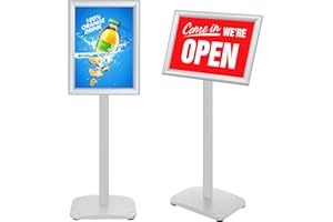 VAIIGO A4 Floor Standing Sign Stand with Heavy Duty Base, Display Poster Holder for Outdoor Signage - Menu Holder - Welcome Sign Display Stand, Silver