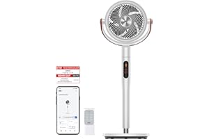 Dreo 25dB leiser Smart Standventilator, 30M Windentfernung 1650m³/h Luftvolume Turbo-Luftzirkulator 110CM Höhe 6 Modi 8-Geschwindigkeit 120°+105° Omni-direktional oszillierend Ventilator, PolyFan 513S