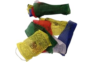 COSYNEE HAND MADE FAIR TRADE TIBETAN BUDDHIST COTTON PRAYER FLAGS WIND HORSES FROM NEPAL - 25 FLAGS - OVER 5M LONG