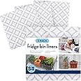 S&T INC. Refrigerator Liners, Shelf Liner for Kitchen, Non Adhesive Refrigerator Liners for Shelves, Washable and Absorbent Refrigerator Shelf Liners, 12 Inch x 24 Inch, Round Diamonds, 3 Pack