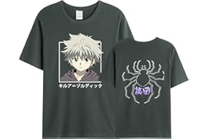 FLOWEREYES Hombres Mujeres Anime Hunter x Hunter Camiseta Killua T-Shirt de Manga Corta Blusa con Cuello en O Killua Zoldyck Cosplay Tops