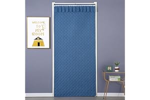 Surwin Cortina de Puerta Aislante Térmica, Invierno Cortina Termica Aislante Frio y Calor Cortina de Puerta con Aislamiento Acustico para Exterior Interior (80 * 200cm,Azul)