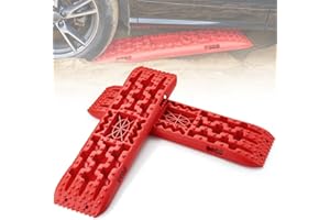 VEVOR Placa de Aterrizaje de PP 10 T Estera de Tracción para Todoterreno/Coche/Pick-up/SUV/RV Tabla de Recuperación de Arena y Lodo de Nieve Bolsa de Almacenamiento, Larga, Roja, 2 Piezas