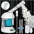 Denfany Facial Steamer - Nano Ionic Face with 360 Degree Rotatable Sprayer, Portable for Personal Care Use at Home or Salon, Bonus 1 Piece Spa Headband 4 Stainless Steel Skin Kit, White