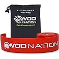 WOD Nation Muscle Floss Band - Red, Extra Strength - Recovery Band for Tack and Flossing Sore Muscles and Increasing Mobility - Includes Carrying Case
