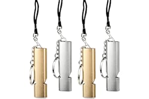 DEEDPF 4 sifflets de Survie avec Porte-clés et Cordon, Alliage d'aluminium à Double Tube à décibels élevés, Sauvetage, Voyage, Sports, Dressage d'animaux de Compagnie