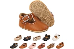 AISPRTS Baby Girls First Walking Shoes Mary Jane PU Leather Anti-Slip Princess Shoes Infant Baby Shoes