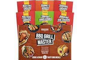SPICE 'N' TICE BBQ Seasoning, Rub & Marinades 6 Pack Gift Set - Includes Tandoori Chicken, Peri Peri, Beer Can Chicken, Jamaican Jerk, Turkish Doner & Gourmet Burger – 6 Handcrafted Premium BBQ Spice Cooking Kits