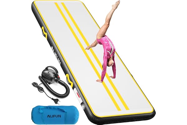 ALIFUN Tapis de Gymnastique Gonflable, Tapis d'entrainement, Tapis de Gym Tumbling 2 m/3 m/4 m/6 m Air Mat Track, Gymnastics Tumble Track Mat, Piste de Gymnastics Gonflable avec pompe à air