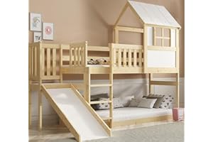 ‎INTERBEDS Interbeds Hochbett 200x90 cm mit Rutsche und Treppen Etagenbett Stockbett Holzbett Kinderbett mit Lattenrost Spielbett (Mit Rutsche)